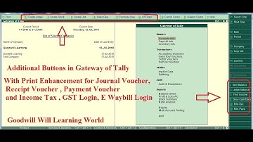 Tally TDL for Voucher Enhancement with 19 Additional Buttons including Income Tax Login