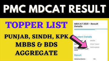 PMC MDCAT Complete Stats | PMC Toppers List of MDCAT test Expected Closing Merit Aggregate MBBS