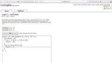 Logic 1 redTicket Java Tutorial || codingbat com