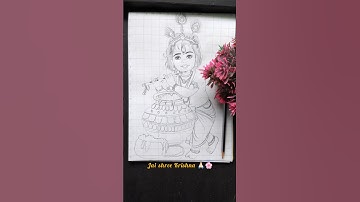 Krishna Ji Drawing 😍 || Outline Tutorial || #shorts #ytshorts #trending