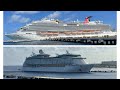 LIVE Carnival Vista AND Adventure of the Seas Cozumel Sail Away #Shipshorn! PLAYBACK TimeStamps