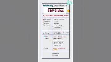 S&P Global Recruitment 2025 | Analyst, Fulfillment- MI | Hyderabad | Apply Now👇👇