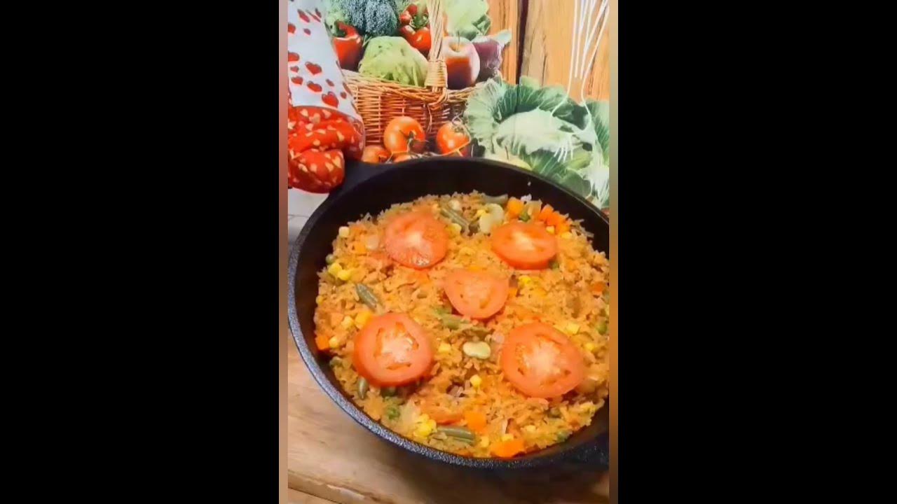 red-veggie-spanish-rice-on-a-hot-skillet-youtube