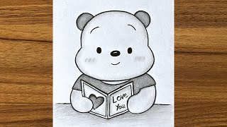 How to draw a cute teddy bear reading a book || How to draw teddy bear || Teddy bear drawing