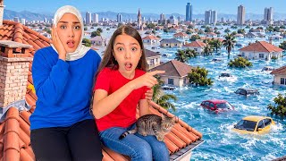 صار عنا فيضانات من الشتاء بمنطقتنا😱كانت غرقت سيارة بابا
