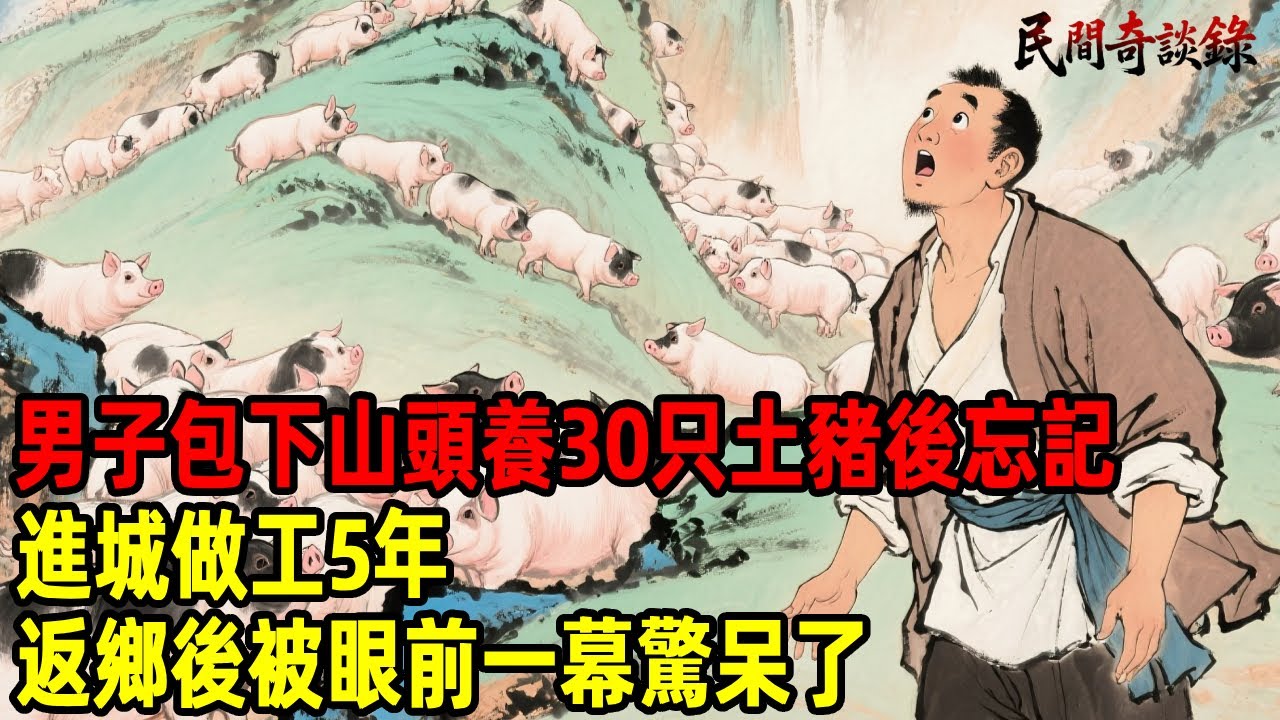 男子包下山頭養30只土豬後忘記，進城做工5年，返鄉後被眼前一幕驚呆了...【民間奇談錄】#民間故事 #台灣傳說 #懸疑故事 #銀髮頻道 #懷舊故事 #助眠故事