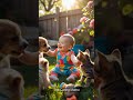 Heartwarming Backyard Fun Toddler Playing with Puppies &amp; Kittens 🐶🐱🌼