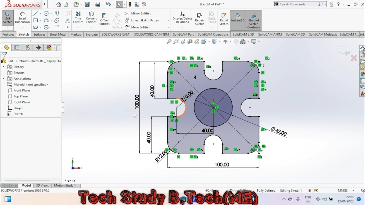 solidworks 2020 2d sketch tutorial in hindi for beginners - YouTube