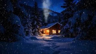 Heavy Snow Outside ❄️ Warm Fireplace Crackling &amp; Howling Wind Sounds for Relax &amp; Sleep