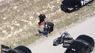 POLICE chase motorcycle Harley Davidson | HELICOPTER pursuit in North Texas USA