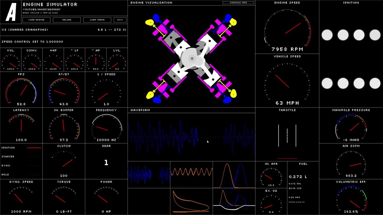 8 and 10 Cylinder Experiments (Boxer, VR, X) In Engine Simulator