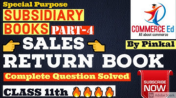 Sales Return Book | Subsidiary Books of Accounts | Part-4 | Solved Question | Accounts Class 11 |