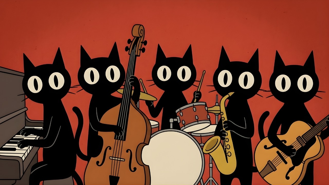Black Cats Retro Jazz Groove: Uplifting Cool Jazz for Creative Work & Energy