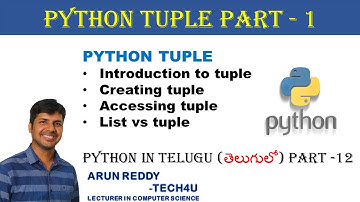 PYTHON IN TELUGU PART 12 - PYTHON TUPLE IN TELUGU | TUPLE IN PYTHON TELUGU |