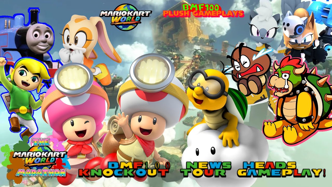 BMF100 Plush Gameplays: Mario Kart World News Heads Crew Plays Knockout Tour Gameplay!