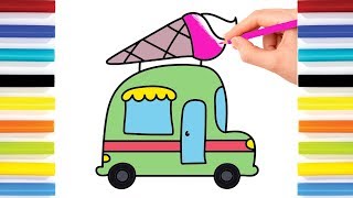Coloring For Childrens Ice-Cream Van Drawing And Art Colors For Kids Teach Drawing For Kids