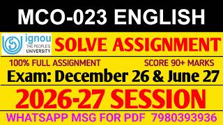 Information MCO 23 Solved Assignment 2026-27 English, MCO 23 Solved Assignment 2026, MCO-023 Assignment Update
