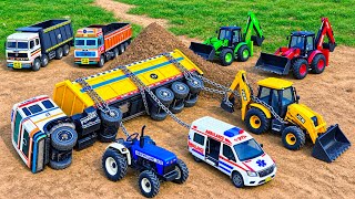 Overloaded SIGNA Dumper Truck Accident Pulling Out Tractor Ambulance Jcb 3dx | Jcb Tractor gadi