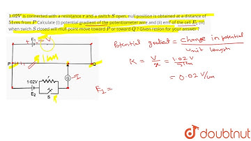 Potentiometer wire `PQ` of `1m ` length is connected to a standerd cell `E_(1)`. Another cell, `E_(2