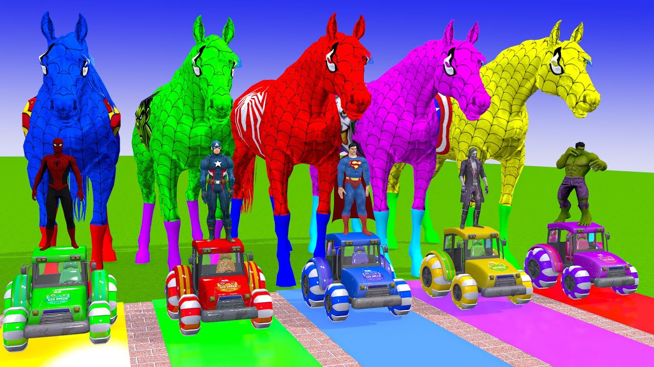 Long Slide Game With Cow Elephant Gorilla Hippopotamus Tiger - 3d Animal Game - Funny 3d Animals