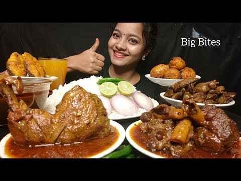 ASMR: EATING SPICY CHICKEN CURRY,MUTTON CURRY,EGG CURRY,FISH CURRY,CHICKEN LIVER CURRY*EATING VI