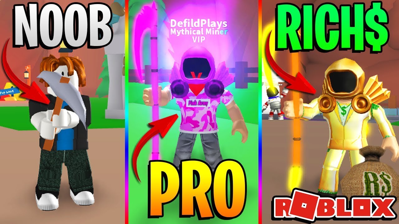 Roblox Noob Vs Pro Vs Billionaire Roblox Mining Simulator Funny Youtube - roblox noob v pro