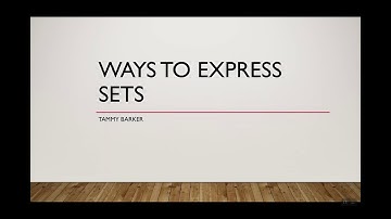 Ways of Expressing sets