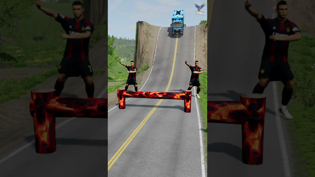 Mega Truck vs Log Barrier 😂 