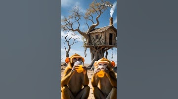 The monkey and his wife live in a tree house and a strong storm destroys the tree 😭 #ai​ #monkey