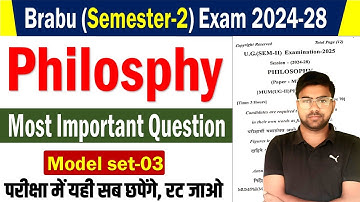 Philosphy ba 2nd semester Important Question | Brabu philosphy 2nd semester Question 2024-28