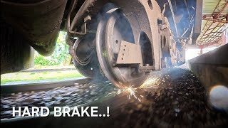 When Trains Brake Hard, This Happens White-Hot Sparks, Skidding Wheels Destroyed Metal