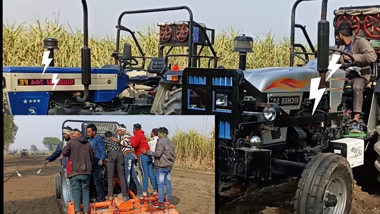 eicher 551 वाले भाई ने दिया ओपन चैलेंज 10 लोग👬 रूटावेटर पर खड़े कर के चलाया