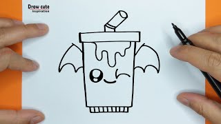 How to draw a cute soft drink, for Halloween, step by step, draw cute inspiration