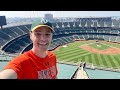 CRAZY BASEBALL STUNT in the TALLEST UPPER DECK!! (Restricted area at the Oakland Coliseum)