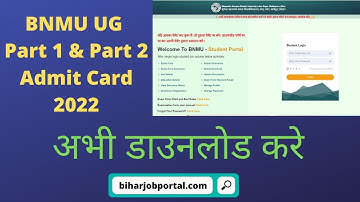 BNMU UG Part 1 & Part 2 Admit Card 2022 Direct Download Link