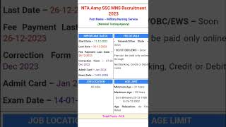 NITA ARMY SSC MNS Recruitment 2023indianarmyGovt job notification