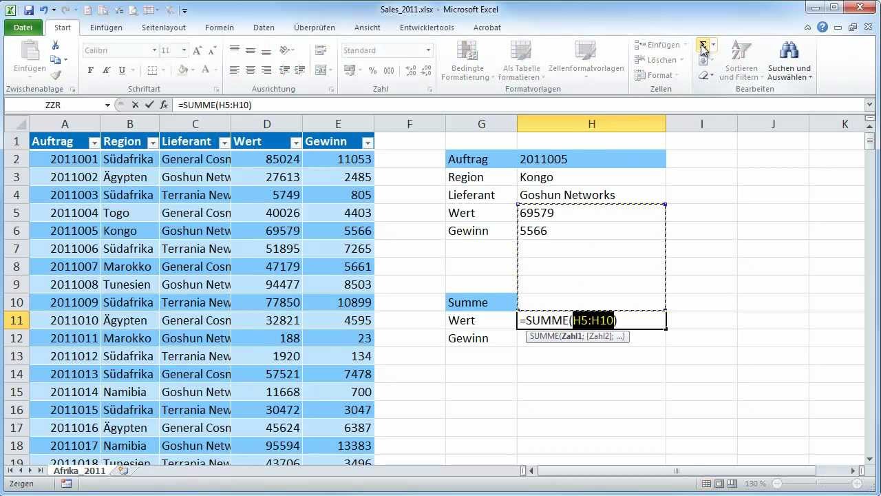 Excel-Tabellen - Teil 04 - Tabellennamen in Formeln - YouTube