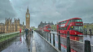 RAINY LONDON WALK ☔ Westminster Bridge to Victoria Station · 4K HDR