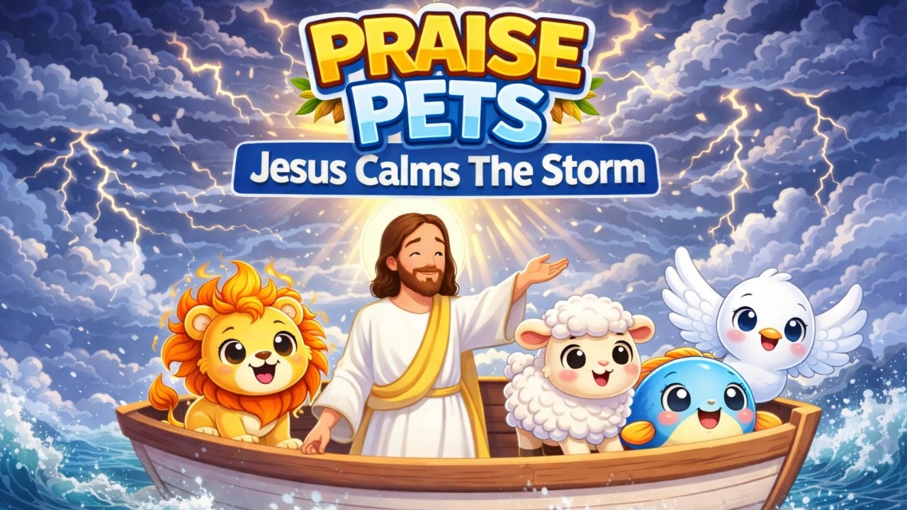 Jesus Calms The Storm - PRAISE PETS | Children Christian Songs