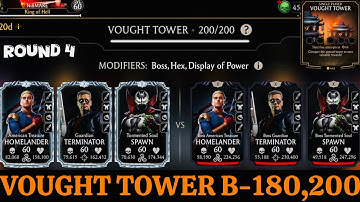 Vought Tower Boss Battle 180 & 200 Fight + Rewards MK Mobile | Mirror Team (Boss Vs Boss)