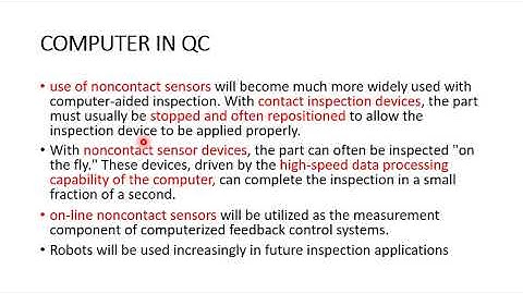 Computer aided quality control part 1