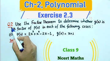 Ex 2.3 Q2 class 9 Maths NCERT | Ch 2 Polynomials class 9 Exercise 2.3 (New ncert book) Cbse pattern