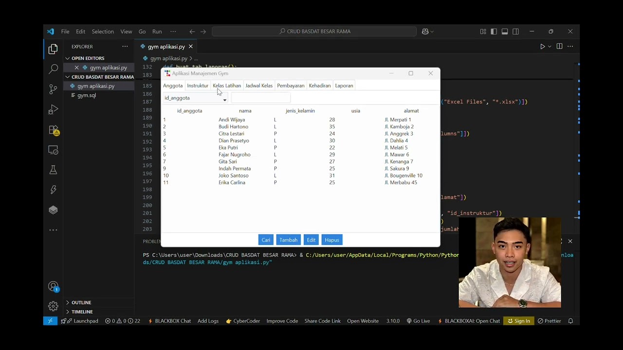 Tugas Basis Data - Aplikasi GUI Python Gym - YouTube