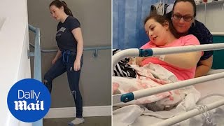 Tragic footage of teen paralysed again after learning to walk Tragic footage of teen paralysed again after learning to walk