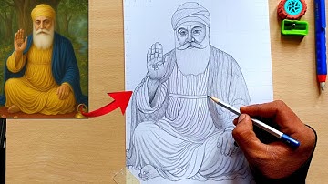 GuruNanak Dev Ji Drawing | Gurunanak Jayanti Drawing Tutorial, Step by step 🤩 ❤️