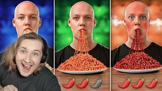 картинка: ДАЖЕ МНЕ ПЕЧЁТ! - ОСТРАЯ vs ОСТРЕЕ vs САМАЯ ОСТРАЯ ЛАПША БЫСТРОГО ПРИГОТОВЛЕНИЯ (РЕАКЦИЯ) | ТипоТоп