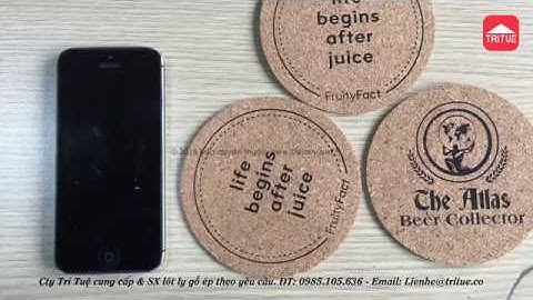 Lót ly gỗ ép, đế lót ly bằng gỗ giá rẻ, In lót ly theo yêu cầu lấy ngay