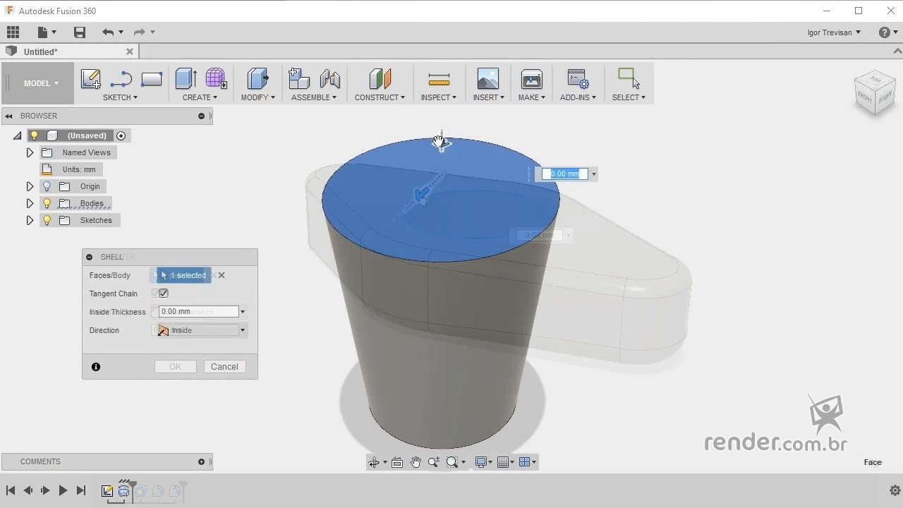 O que significa o vínculo de projeção no Fusion 360 projetar uma