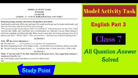 Class 7 || Model Activity Task |||| English Part 3 || Study Point