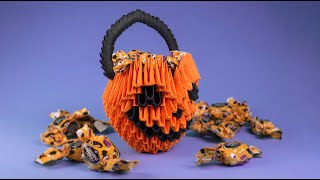 How to Make a 3D Origami Pumpkin Basket for Halloween